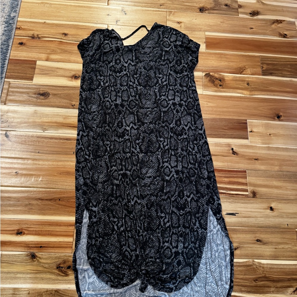 Snake Print Tunic Dress - Black and Gray